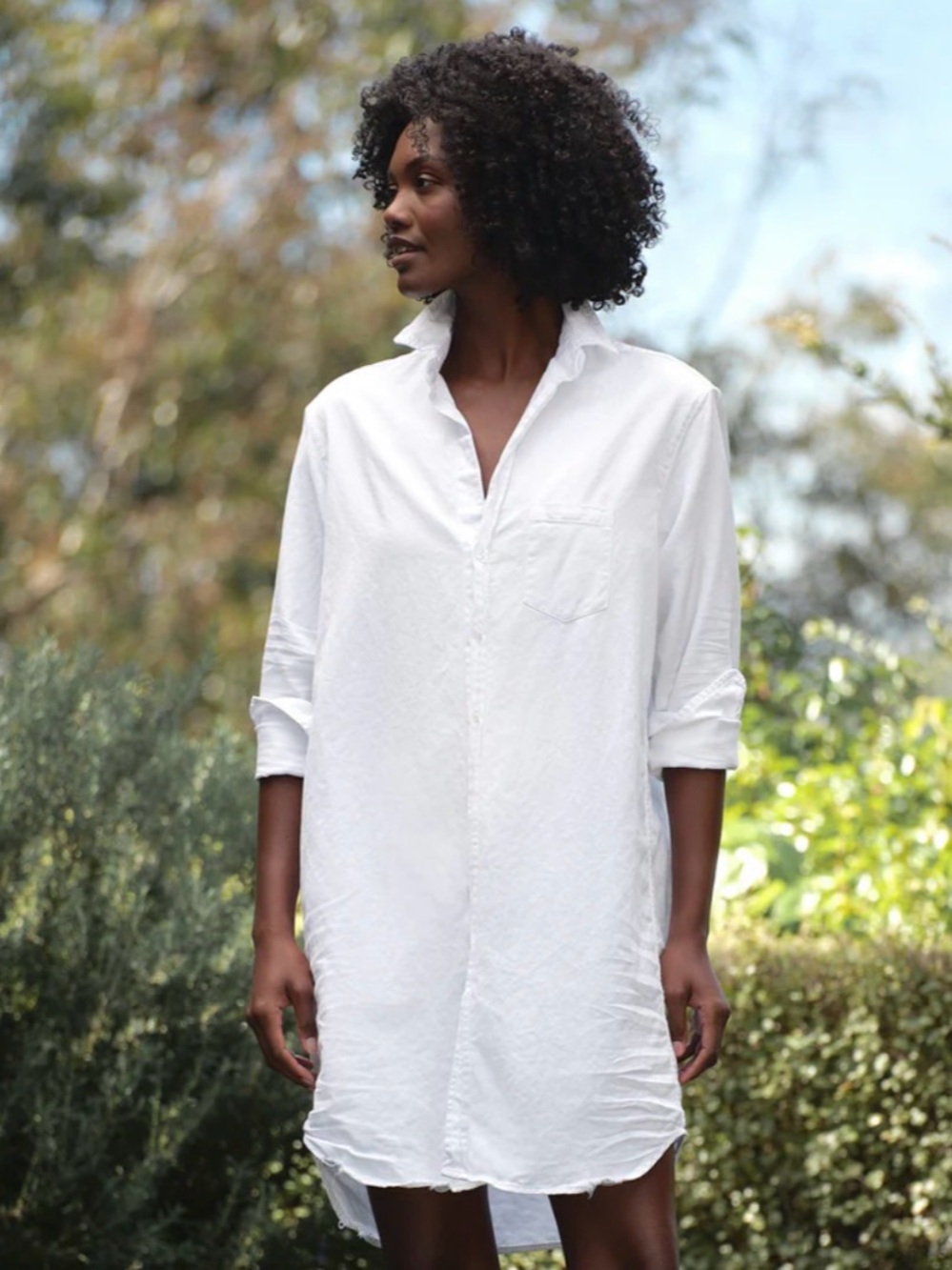 Frank & Eileen White MARY Classic Shirtdress Casual Button-Down Minimalist M